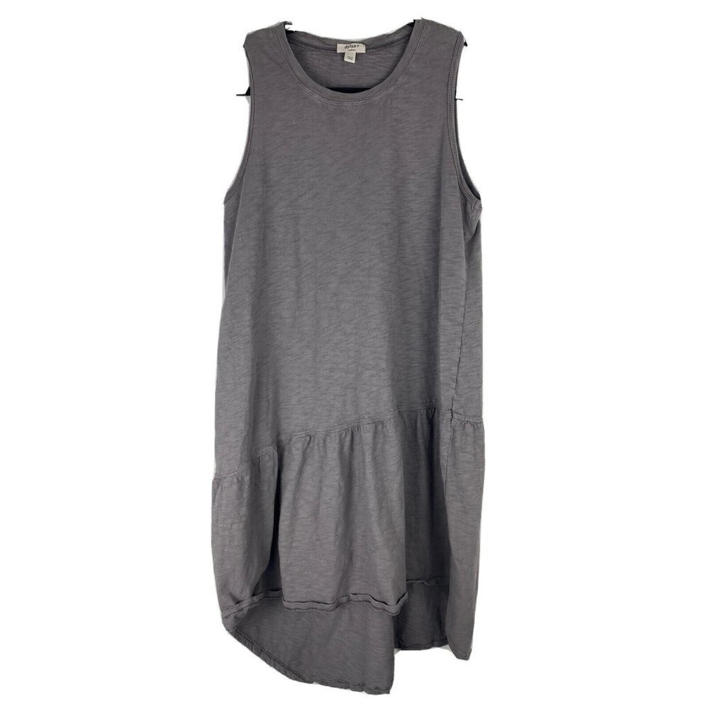 dylan Sleeveless High-Low Ruffle Hem Dress in Slate Gray